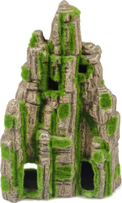 Aquarium ornament - Decoratie aquarium - Rots met mos - 20 x 7 x 30 cm