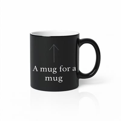 Grappige Zwarte Magic Mok 330ml – “A Mug for a Mug” Humoristische Koffiemok met Pijltje
