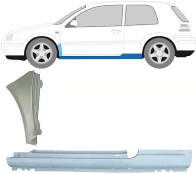 Volledige dorpel + reparatiepaneel voorste spatbord voor Volkswagen Golf 4 97-06