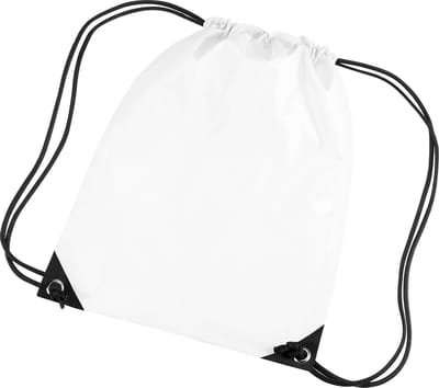 Bagbase Premium Gymsac Waterbestendige Zak (11 Liter) (Pakket van 2) (Wit)