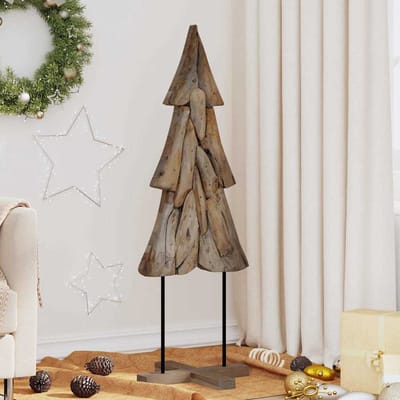 vidaXL - Kerstboom - met - standaard - Bruin - 121 - cm - Massief - teakhout