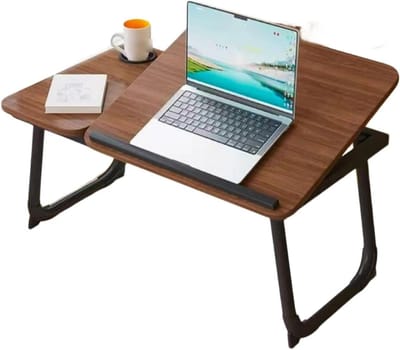 Laptop Bedtafel - Ontbijttafel Sofa - Werken en Lezen - Opvouwbaar en Verstelbaar - 70x38x30cm - Walnoot