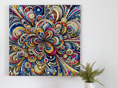 Acryl groningen schilderij | Gronings stadsgezicht in levendige acryl kleuren op sprekend doek | Kunst - 100x100 centimeter op Forex | Foto op Forex