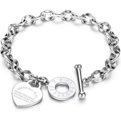 Roestvrijstalen Liefdeshart Armbanden Voor Vrouwen Feestcadeau Mode Bedelarmbanden Sieraden Tekst Gegraveerd 18cm zilver
