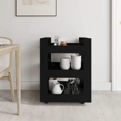 vidaXL - Keukentrolley - 60x45x80 - cm - bewerkt - hout - zwart