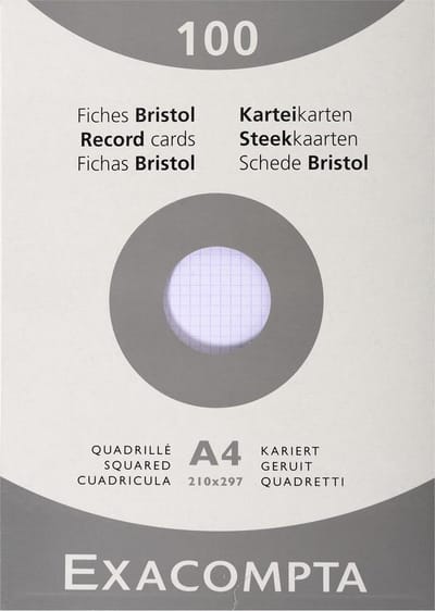 Exacompta etui 100 steekkaarten bristol geruit 5x5 niet geperforeerd 210x297mm - Wit - 13206E