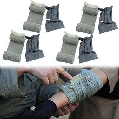Compressieverband - Noodverband - Wondverzorging - Eén hand applicatie - 4 stuks 17m - Groen