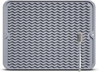 Vouwbare Siliconen Afvoer Mat, Rectangular, Rolbaar met Spons Schoonmaakborstel, BPA-vrij, Antislip, 50 x 40 cm, Keukenaccessoires, Afwasmat, Waterafvoer