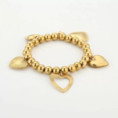 Bijoutheek Armband (Sieraad) Ballen Hart Bedels Goud