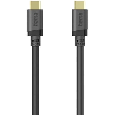 Hama 00202009 USB-C-kabel USB 3.2 Gen1 USB-C stekker 1.5 m Zwart Vergulde steekcontacten