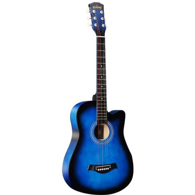 Guitare acoustique Folk à 6 cordes pour adultes, 38 pouces, pleine taille, pour étudiants débutants (Noir) bleu