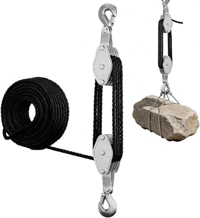 katrol met kabelrem, werkbesparend met 20 m nylon touw, max. 400 kg belastbaar, 270 graden draaibaar, werkbesparende takel voor jacht, garages, magazijnen
