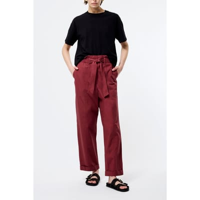 French Connection Cotton Paper Bag Trouser Summer Burgundy Größe: S | Stoffhosen Outlet | Damen | Braun