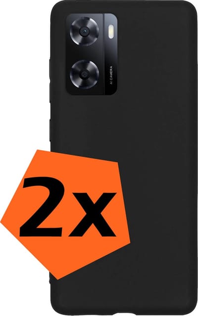 Hoes - 2 Stuks - Geschikt voor OPPO A57 - Sterk & Shockproof - Case Siliconen - Back Cover - Telefoon Hoes - Zwart