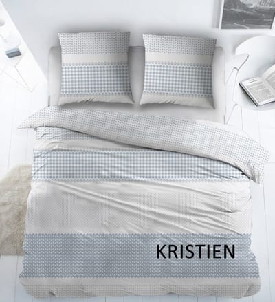 katoen - laken - Kristien bleu - 1 persoons - 180x290 - incl kussensloop