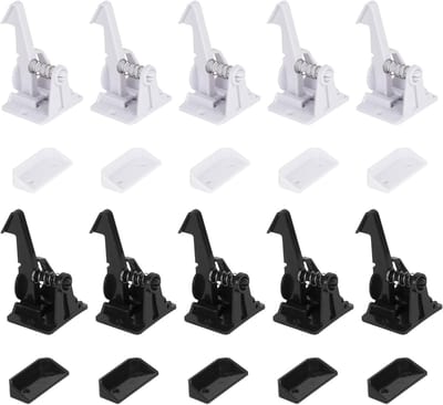 10 stuks Kindveilige Kastsloten - Zelfklevende, Onzichtbare Slot voor Laden en Kasten (Zwart/Wit)