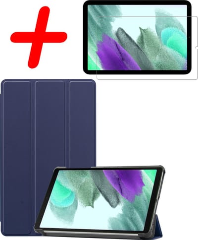 Hoesje Geschikt voor Samsung Galaxy Tab S6 Lite - Met Screenprotector - Trifold Bookcase - Hard Cover - Hardcover Book Case - Tablet Hoes - Donkerblauw