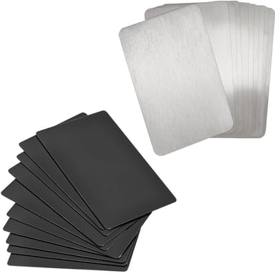 Dailygoods - 20 Blanco Visitekaartjes Van Geborsteld,Metalen Visitekaartjes, Rvs Blanks Naamkaart Engraveerbaar Visitekaartje Voor Thuiskantoor Klanten Diy Presentatiekaarten –Compacte xCm mm dikte