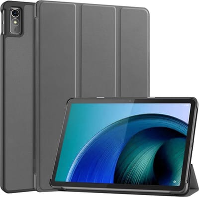 Hoesje - Geschikt voor Lenovo Tab M10 5G - Dun & Stevig - Hardcover Book Case - Trifold Bookcase Hoes - Hard Cover - Tablethoes - Grijs