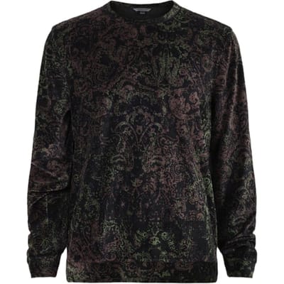 John Varvatos Macdougal Regular Fit Ls Velvet Crew Wit Black Maat: S | Sweaters Outlet | Heren | Bruin
