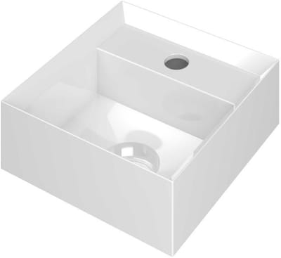 INK - Fontein Polystone Vierkant met Kraangat inclusief Plug - 270x270x90 mm - Glans Wit