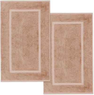 Lavea® Set van 2 badmatten 50x80 cm, zacht en absorberend – 100% katoen, wasbare badkamermatten – ideaal als douche- of badmat – Cappuccino