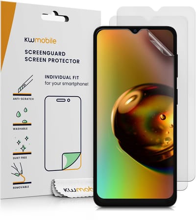 kwmobile Set of 3 Screen Protectors Compatible with Samsung Galaxy A12 - Anti-Glare Anti-Fingerprint Display Films - Matte