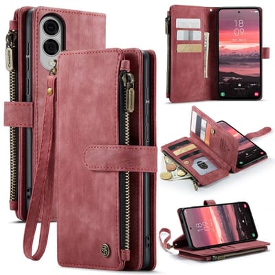 CaseMe Hoesje - Geschikt voor Samsung Galaxy S25 Edge Hoesje - CaseMe C30 Book Case met Portemonnee - Rood