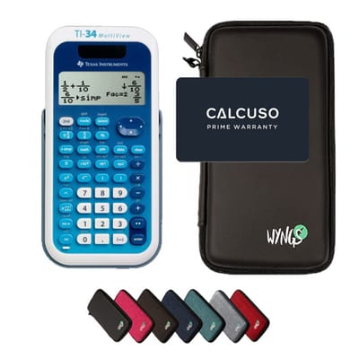 TI-34 MultiView incl. WYNGS Beschermhoes Zwart - Wetenschappelijke Rekenmachine - Basis Pakket