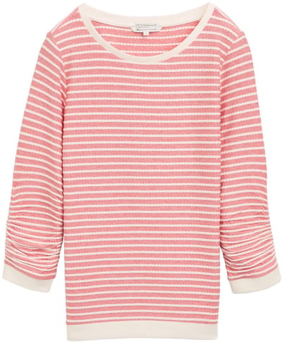 Tom Tailor Denim - Sweatshirt met streepmotief - Maat XXL - red white structure stripe
