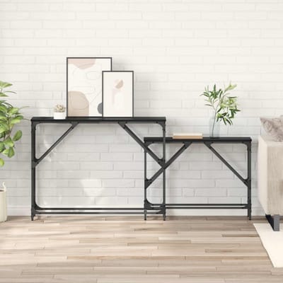 vidaXL - Wandtafel - 2 - st - Zwart - Eiken - 100 - x - 28 - x - 75 - cm - Bewerkt - hout