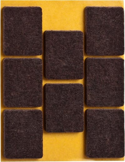 Zelfklevende Hoekige Viltglijders voor Parket en Laminaat - 25x30 mm Bruin (8 stuks)