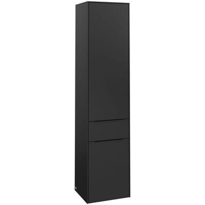 Villeroy & Boch Subway 3.0 tall cabinet, 1 drawer and 2 doors left, handles volcano black C59001VL