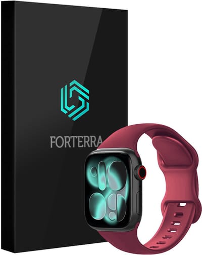Smartwatchbandje Geschikt voor Apple Watch 1, 2, 3, 4, 5, 6, 7, 8, 9, 10, 11, SE - 42/44/45/46 mm - Verstelbaar Siliconen Bandje - Donkerrood