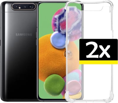 Hoesje - 2 Stuks - Geschikt voor Samsung Galaxy A80 - Sterk & Shockproof - Siliconen Case - Back Cover - Telefoon Hoes Shock Proof - Telefoonhoesjes - Transparant