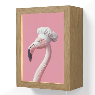 Wandlamp 15x20 cm - Oplaadbaar - Flamingo - Roze - Koksmuts - Vogel - Wandlampen binnen woonkamer - Slaapkamer lamp met kabel - Decoratieve nachtlamp - Vloerlamp snoer