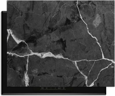 KitchenArt - Black Marble – Inductie Beschermer - 76x51.5 cm - Kookplaat Beschermer - Luxe Afdekplaat Inductieplaat - Anti-slip & Oprolbaar - Beschermmat Inductiekookplaat
