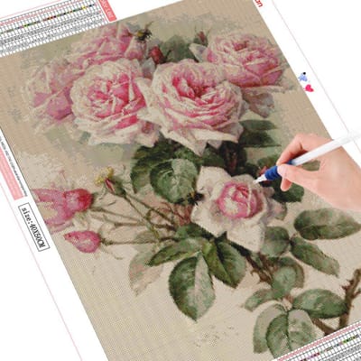 Diamond Mozaïek Bloem Cross Stitch Kit Diamond Painting Rose Volledige Vierkante Boor 20X30CM black