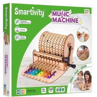 Smartivity Music Machine - Houten STEM Bouwpakket - Mechanisch Draaiorgel & Xylofoon - Duurzaam Constructiespeelgoed & Modelbouw - Vanaf 8 Jaar tot Volwassen