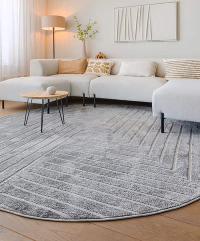 Scandinavisch vloerkleed rond - Contour Edge grijs 100