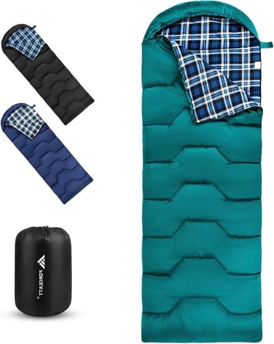 Slaapzak voor 3-4 seizoenen, -5°C flanel en 20°C polyester, waterdicht en warm, ideaal voor kamperen en buitenactiviteiten in koude omstandigheden.