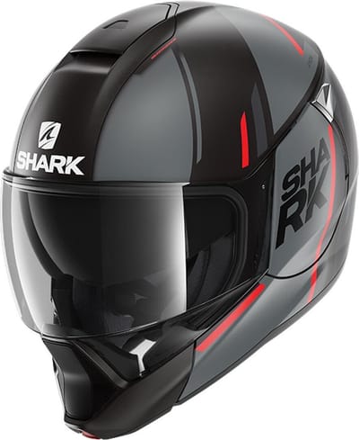 SHARK EVOJET VYDA MAT Motorhelm Systeemhelm Zwart Antraciet Rood - Maat XS