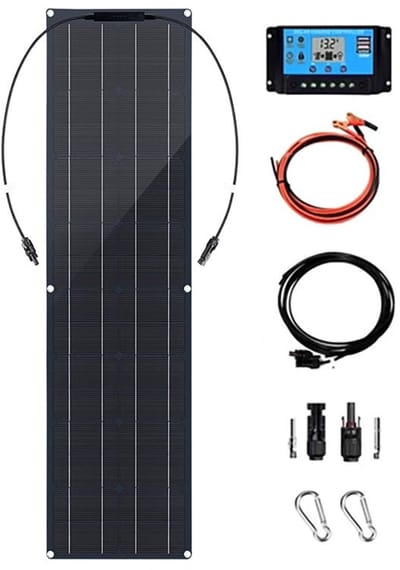 Zonnepaneel Set - Zonne-energie Paneel - Kampeerauto Energie - Inclusief Laadregelaar - 100 Watt - Zwart