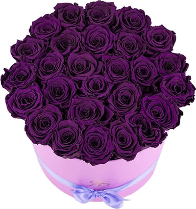 Flowerbox Aaliyah Donkerpaars – Rosuz - Luxe Cadeau voor Haar met Dieppaarse Longlife Rozen - Elegant Bloemstuk voor Romantische Gelegenheden en Speciale Momenten - Perfect voor Valentijnsdag