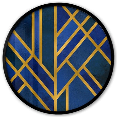 Poster in lijst Rond - Fotolijst 40x40 cm - Posters - Goud - Blauw - Design - Luxe - Ronde posterlijst zwart - Decoratie - Wanddecoratie woonkamer - Muurdecoratie slaapkamer