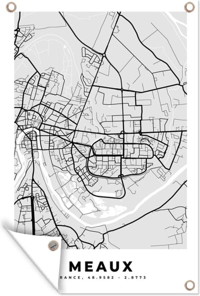 Muurdecoratie Kaart - Frankrijk - Stadskaart - Plattegrond - Meaux - 120x180 cm - Tuinposter - Tuindoek