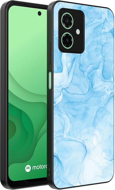 Smartphonica Telefoonhoesje Geschikt voor Motorola Moto G54 met marmer opdruk - TPU backcover case marble design - Lichtblauw geschikt voor Motorola Moto G54
