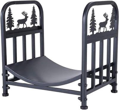 Houtopslagrek - Houtrek - Haardhout Opslag - Smeedijzeren Constructie - 43cm x 42cm x 32cm - Zwart