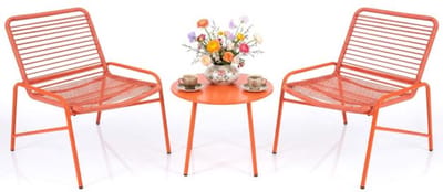 Balkonset 2 personen - Tuinset - Bistroset - Oranje - Weerbestendig - 3 delig - Tuintafel en 2 stoelen - 2 personen - Metaal