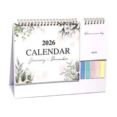 Dailygoods - Tafelkalender 2026, januari - december tafelkalender 2026, multifunctionele kalender met mini-notities en gekleurde etiketten, voor kantoor, thuis, school